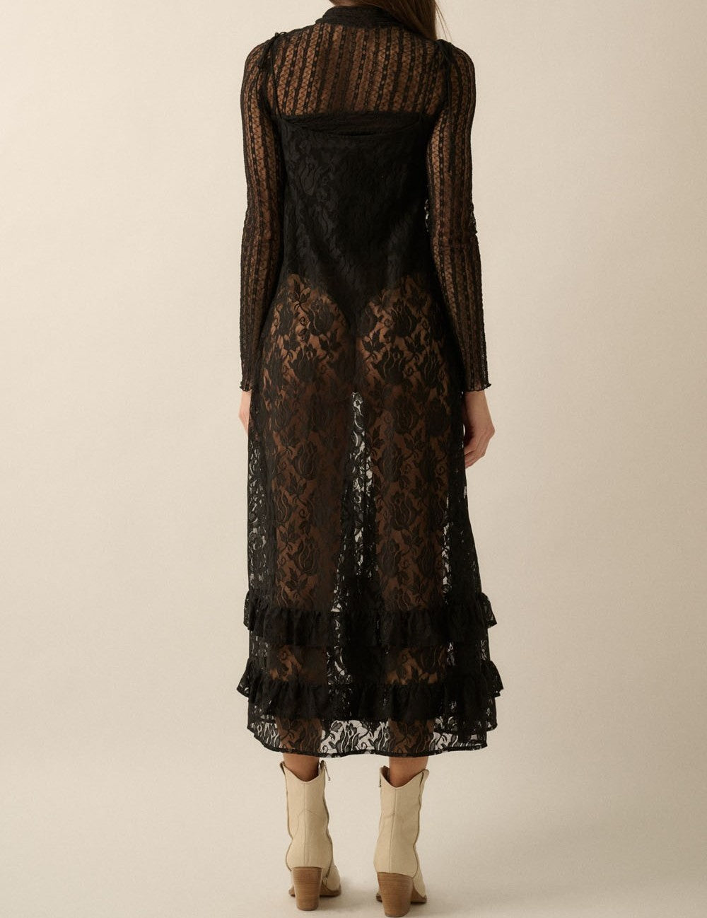 Sheer Floral Lace Dress