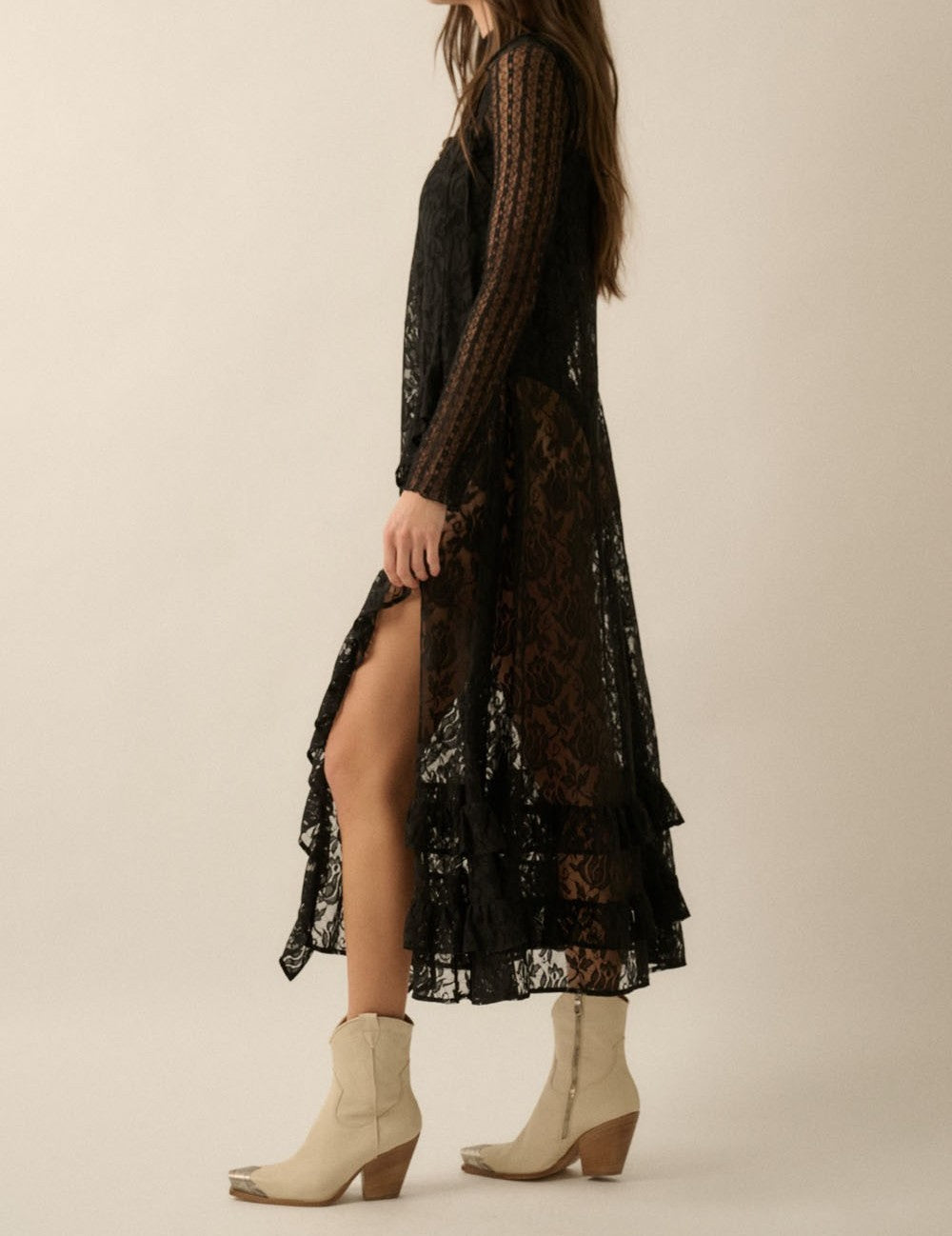 Sheer Floral Lace Dress