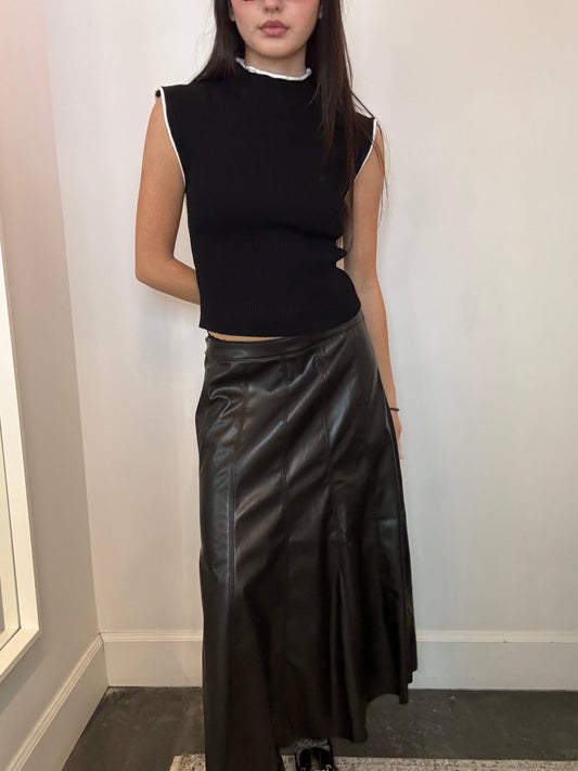 Flare Leather Skirt