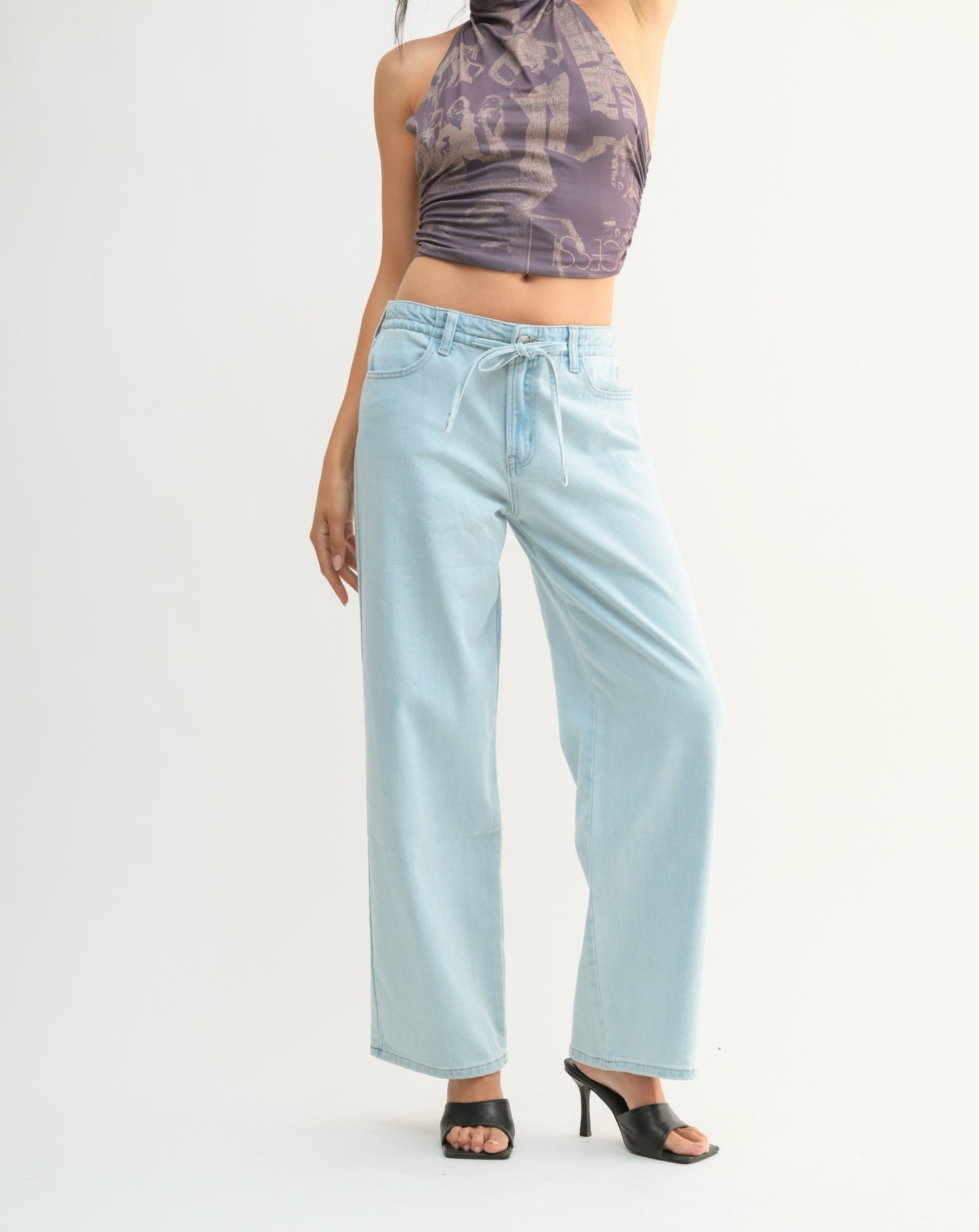 Drawstring Wide Leg Jeans