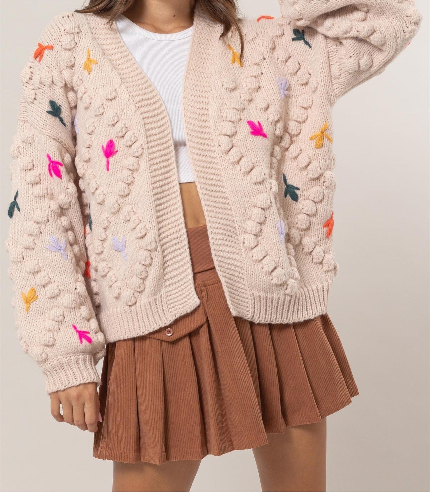 Floral Stitch Cardigan