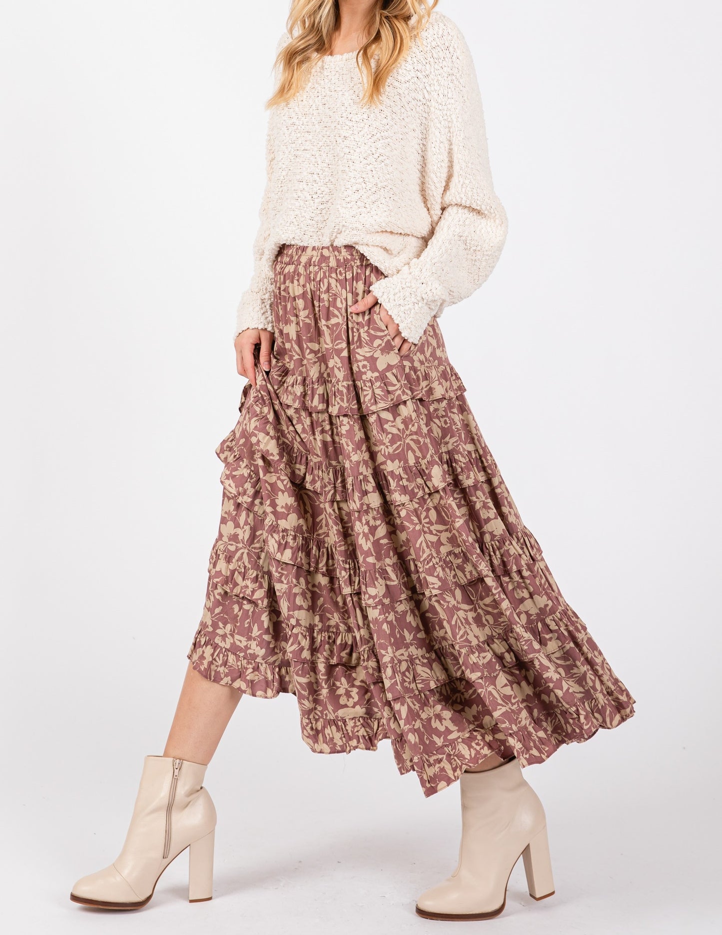 Ruffle Midi Skirt