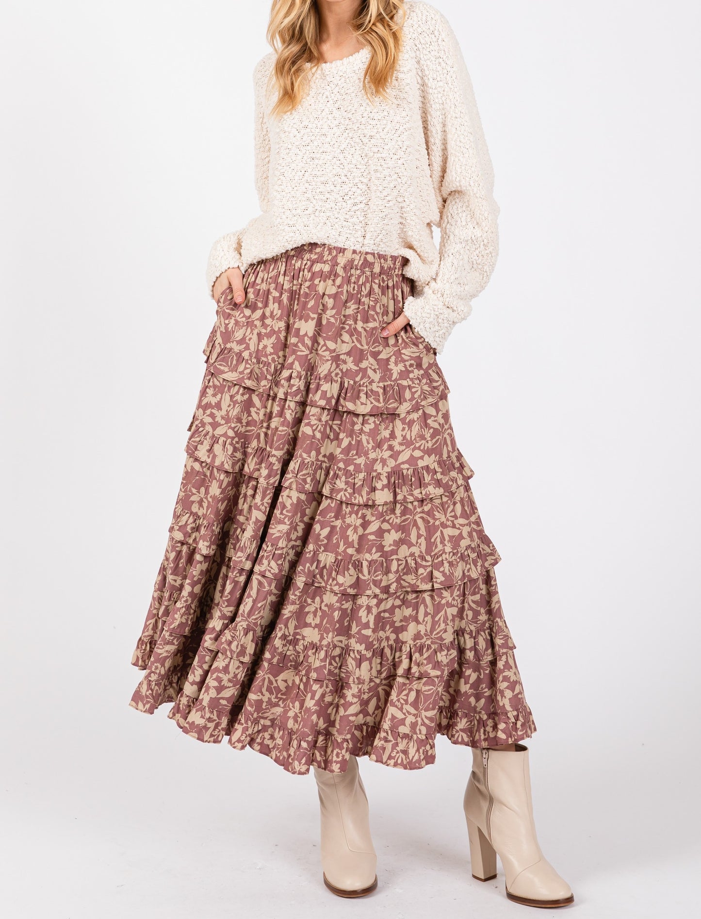 Ruffle Midi Skirt