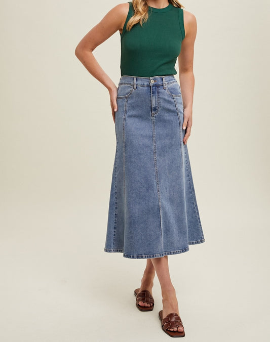 Flared Denim Skirt